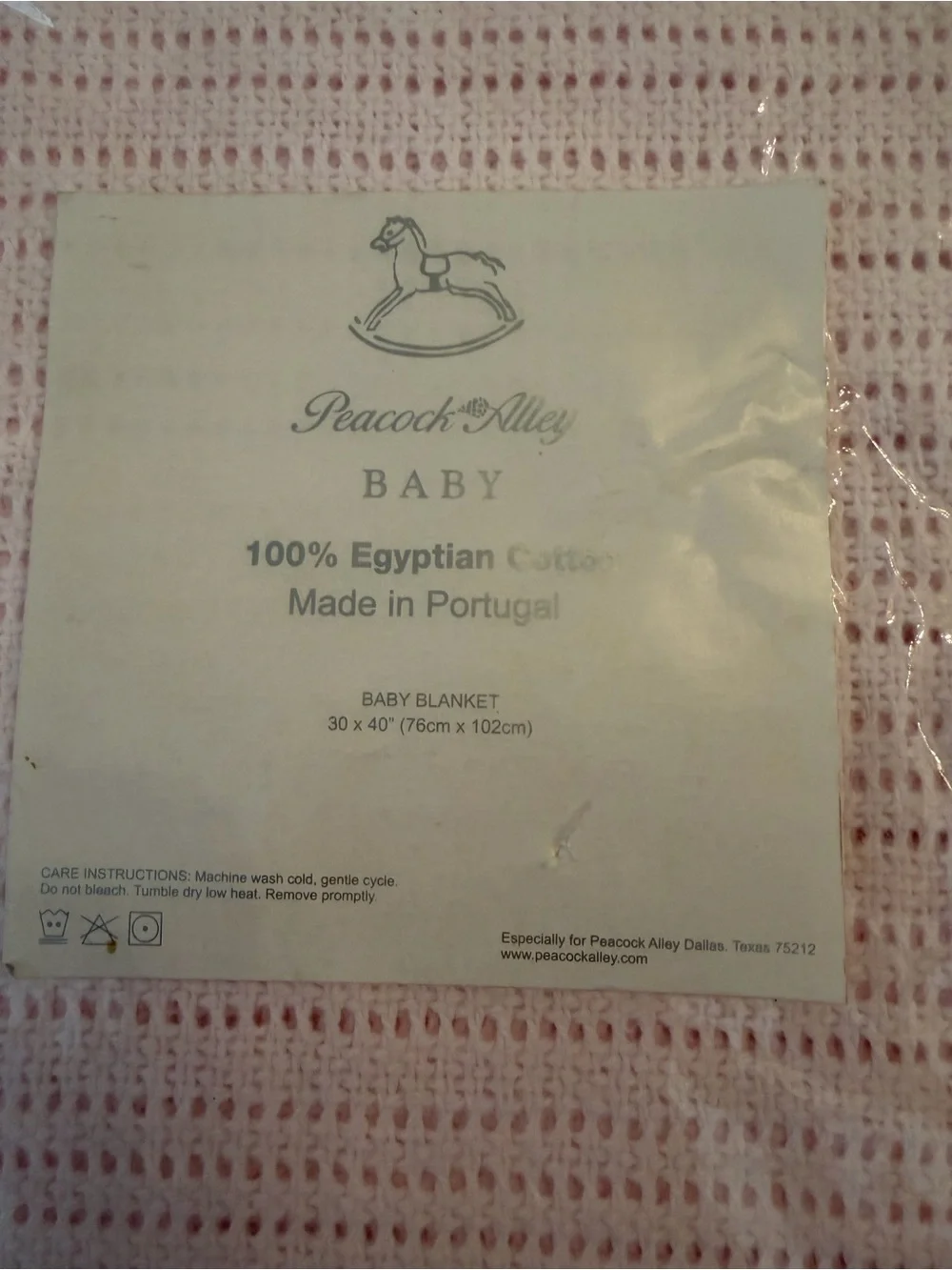Peacock Alley Baby 100% Egyptian Cotton Baby Pink Knit Blanket 30x40”